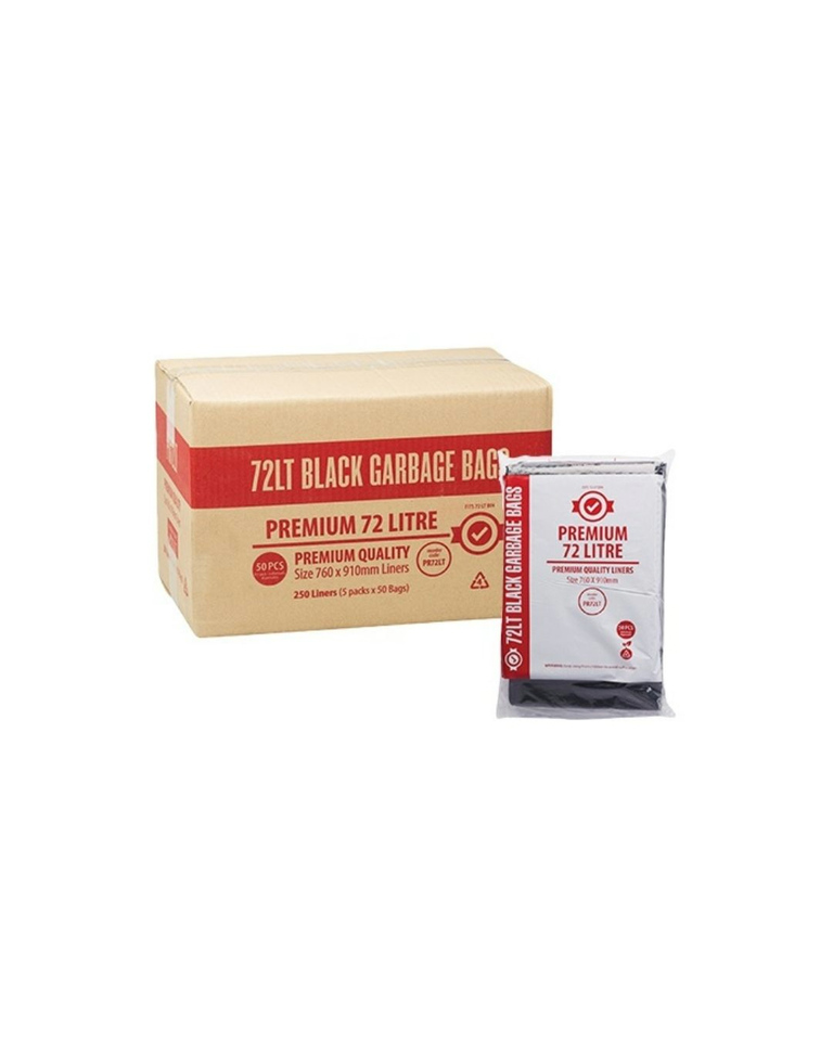 Heavy Duty Garbage Bags — Black, 72L (Carton of 250)